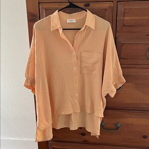 Anniewear Women's Orange Blouse With Dolman Sleeves NWOT